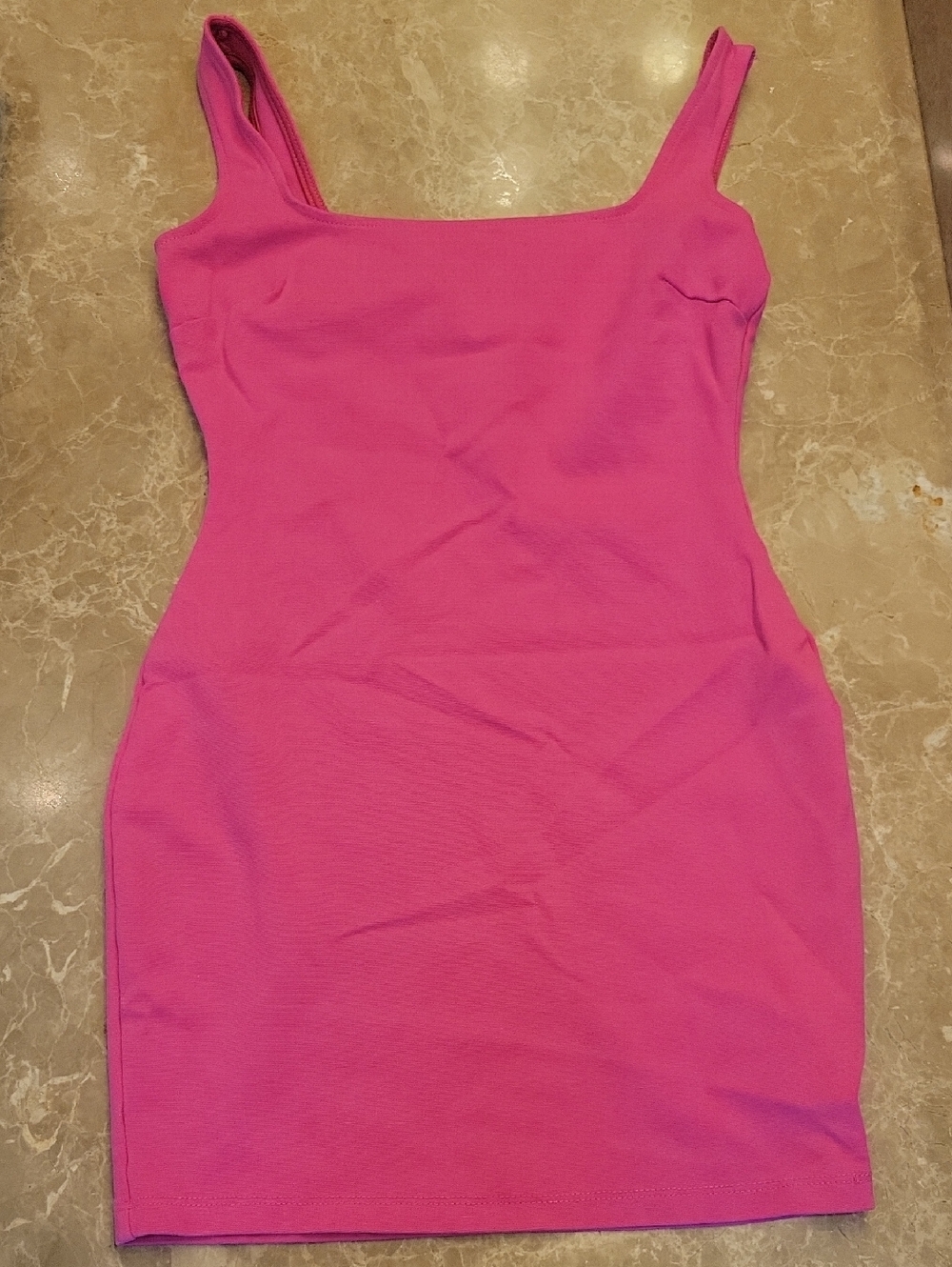 Lovely Day Hot Pink Square Neck Tank-Style Mini Dress, S